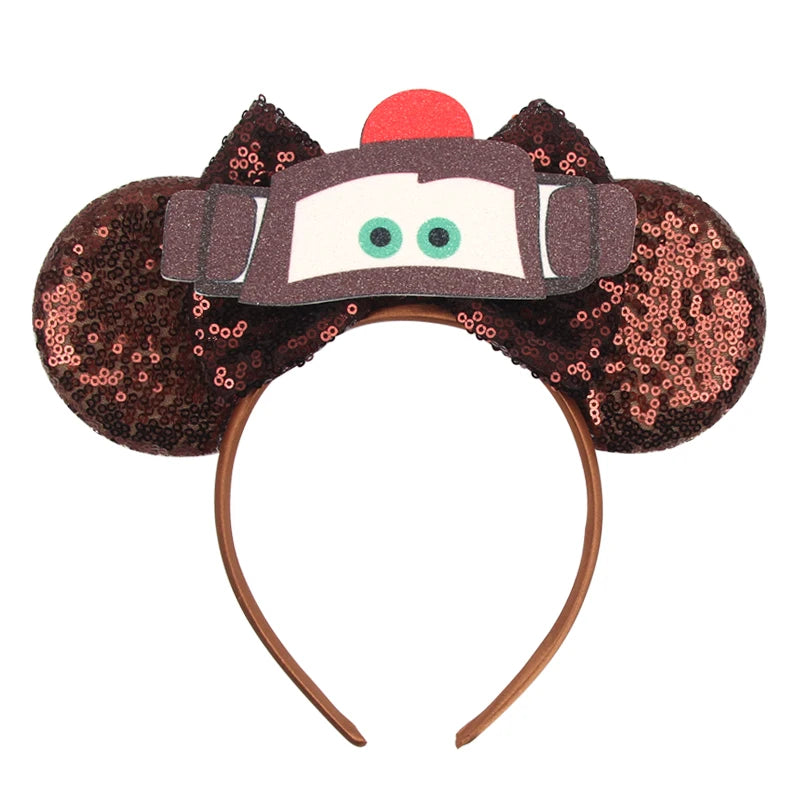 Disney Pixar Cars Kawaii Ear Headbands for Adults Lightning McQueen Hairband Cars on The Road Headwear Girl Bow Hair Accessories