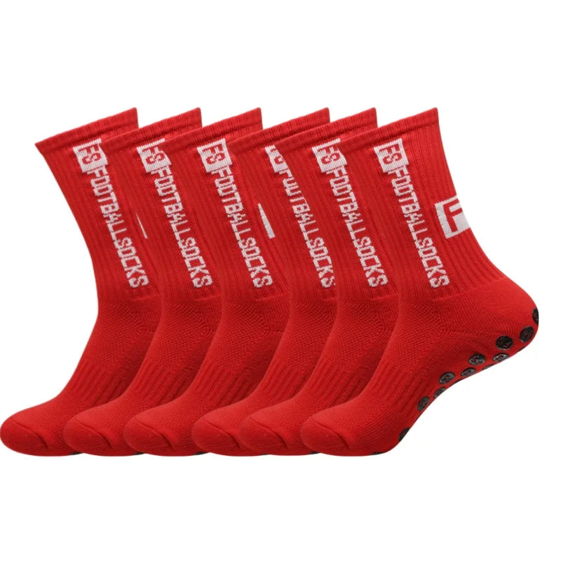 6Pairs/Lot FS Football Socks New Style Round Silicone Suction Cup Grip Anti Slip Soccer Socks Sports Men Baseball Rugby Socks