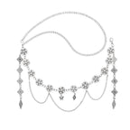 Retro Silvery Alloy Hollow Moon Pendant Forehead Headpiece for Women Boho Ethnic Indian Hippie Party Hair Accessories Jewelry