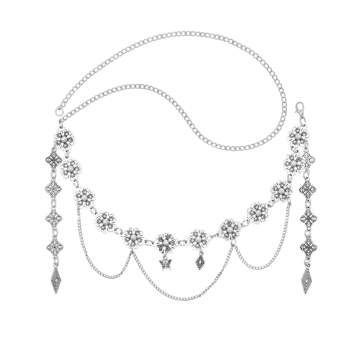 Retro Silvery Alloy Hollow Moon Pendant Forehead Headpiece for Women Boho Ethnic Indian Hippie Party Hair Accessories Jewelry