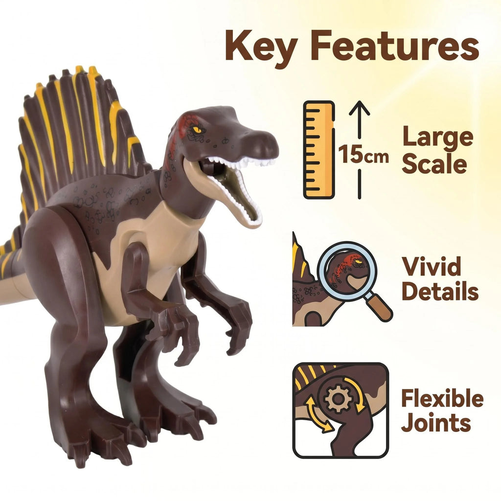 Jurassic Large Spinosaurus Dinosaur World Building Block Figure Movable Joint Prehistoric Animal Model Educational Assemble Toy