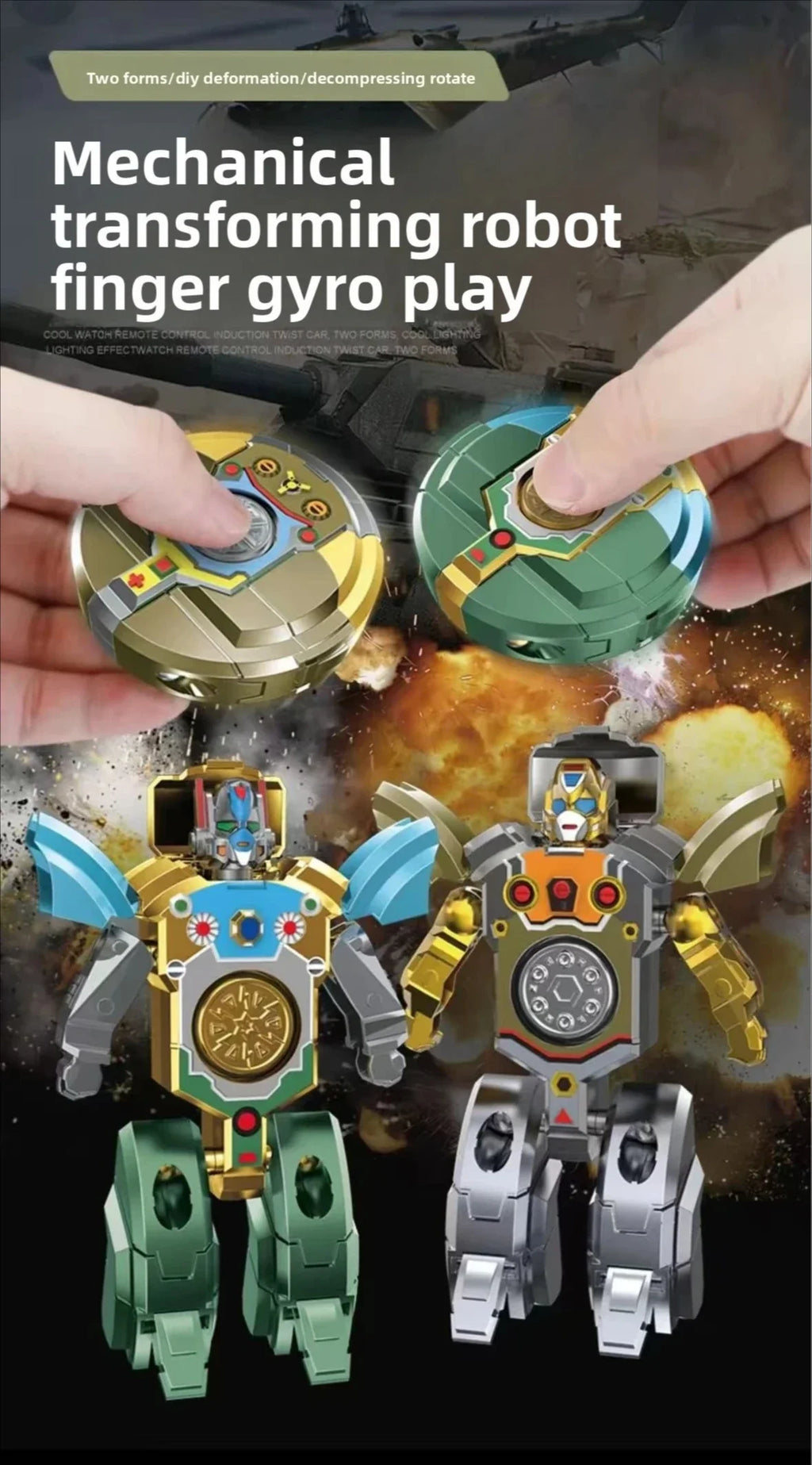 New creative decompression  drop resistant fingertip Rotational gyroscope mechanical deformation robot children's toy Boy Gift