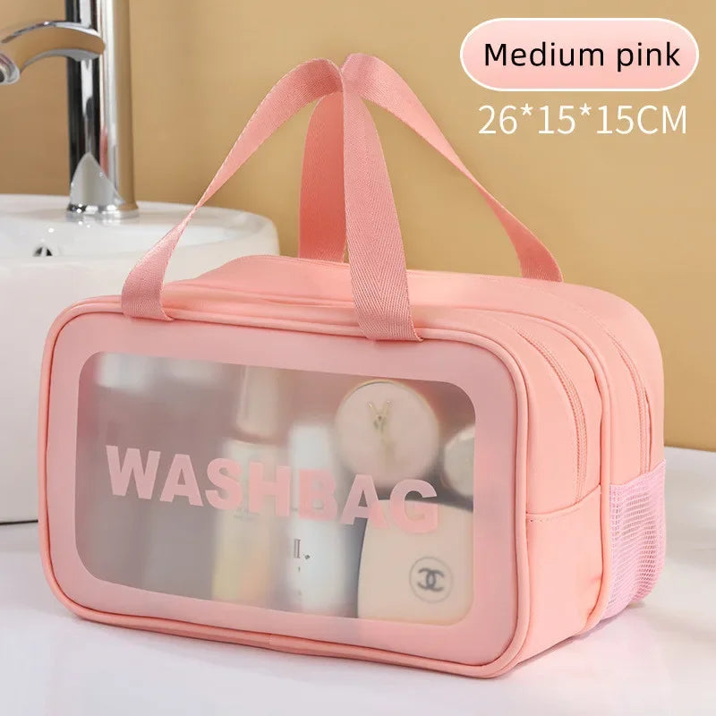 Dry & Wet Separation Transparent PU Makeup Bag
