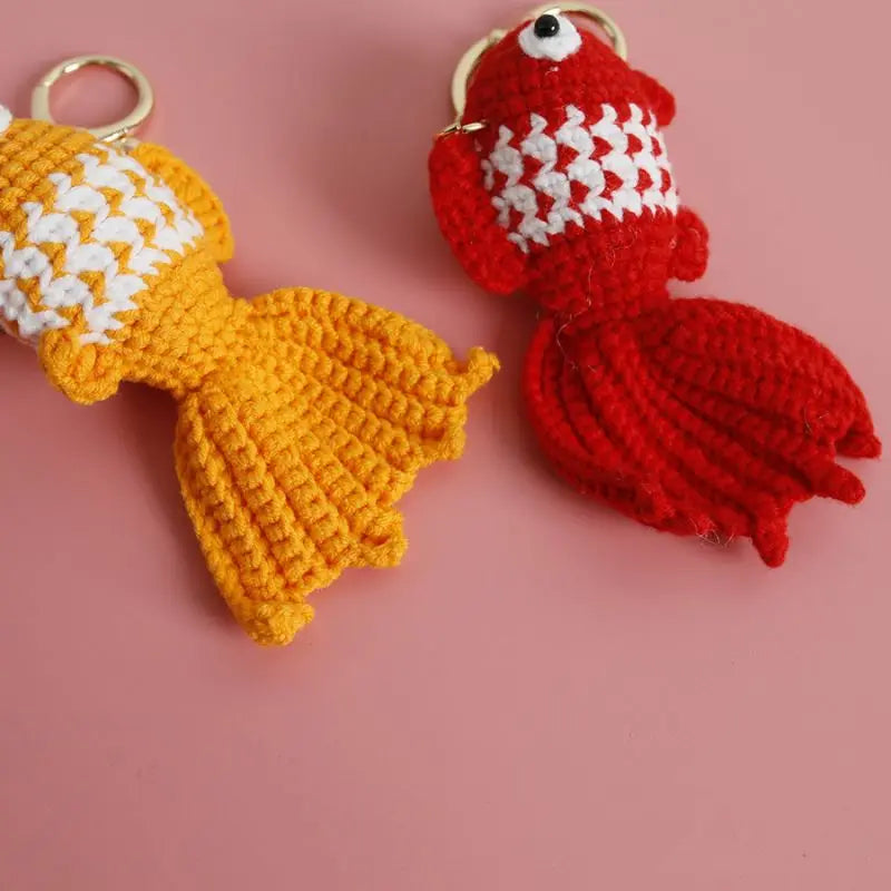 Funny Shrimp Doll Crochet Keychain Handmaking Clown Fish Knitting Keyrings Cute Shrimp Keyrings Bag Pendant Custom Accessories