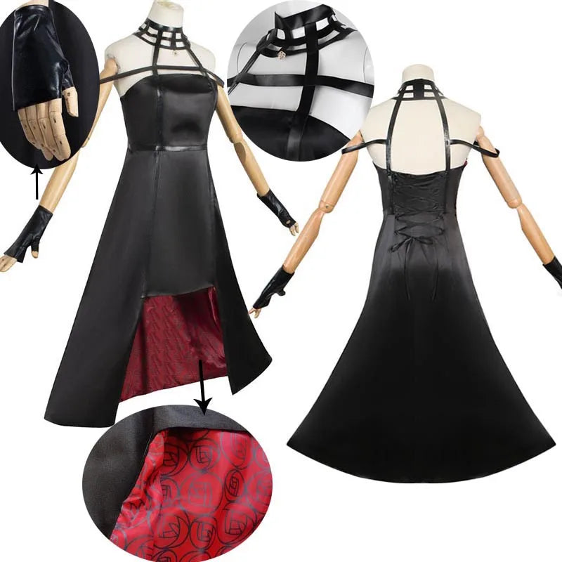 Yor Forger Cosplay Costume Headband Elastic Thigh Stockings Tights Highs Wig Earrings Yor Forger Dress Full Set for Comic Con
