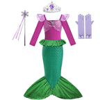 Ariel Little Mermaid Short Sleeve Tulle Dress for Girls Cosplay Princess Costume Carnival Birthday Party Outfit 2-8Y Vestido