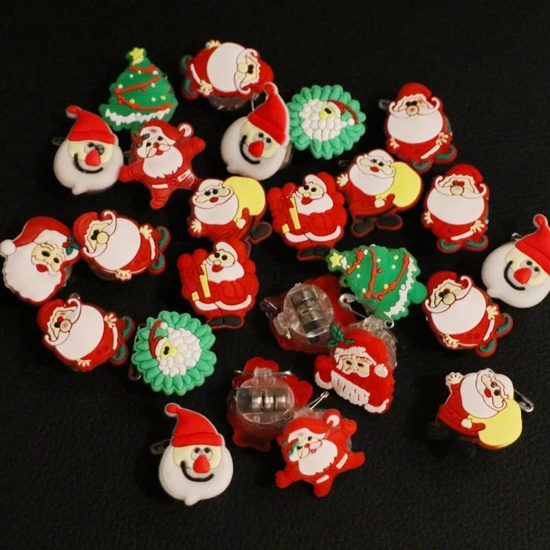 10/20PCS Cute Halloween Glowing Rings Glow Bracelet Christmas Ghost Pumpkin Snowman Child Kids Gift Halloween Party Decoration