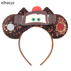 Disney Anime Cars Ears Headbands Women Sequins Bow Hairband Girls Pixar 95 Lightning McQueen Hair Accessories Kids Headwear Gift