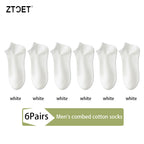6Pairs High Quality Men Combed Cotton Socks Short Breathable Odor proof and antibacterial Business Spring Summer for Male sock