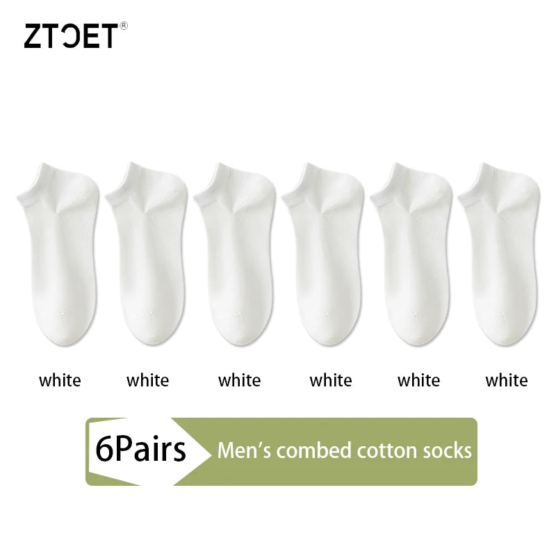 6Pairs High Quality Men Combed Cotton Socks Short Breathable Odor proof and antibacterial Business Spring Summer for Male sock