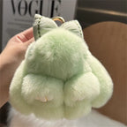 Plush Key Chains Bag Hanging Pendant Car Key Ring Mini Rabbit Hair Bow Bag Strap Cute Bunny Couple Keychain