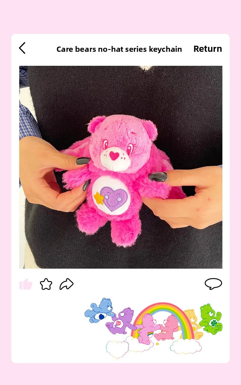 Cute Carebears Plush Keychain Rabbit Hat Key chain Rainbow Bear Doll Schoolbag Doll Birthday Gift Room Decor