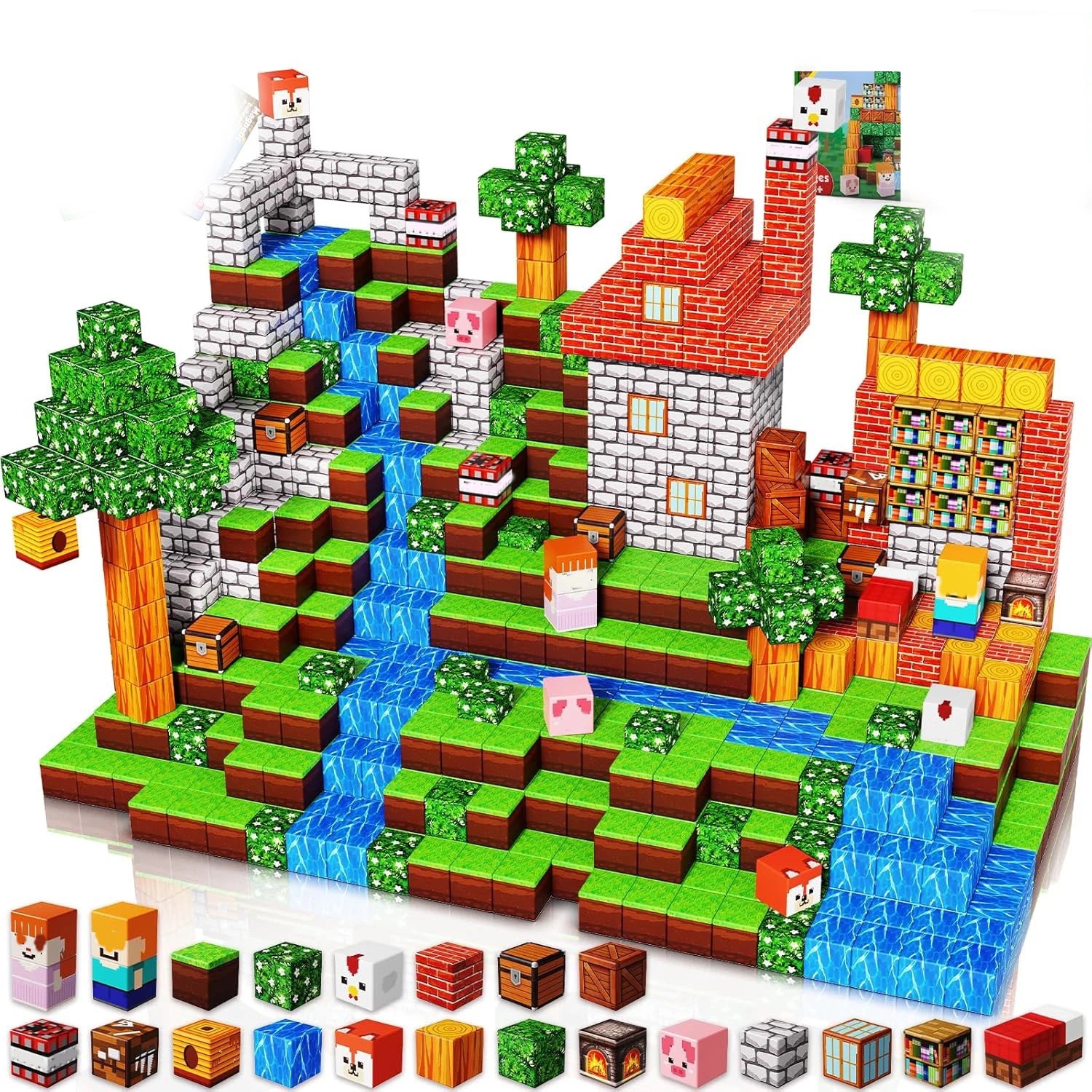 Sensory Montessori Stacking Cubes Construction Set Magnetic Building Blocks Magnet Cube Mine Set Toys Birthday Gift