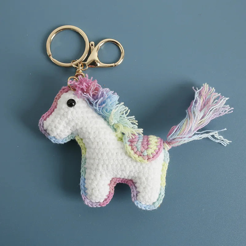 Funny Zebra Crochet Keyrings For Bag Pendant Handmake Animal Doll Knitting Keychain Cute Sheep Keyrings Gifts Custom Accessories
