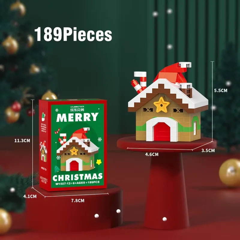 Christmas Building Block Santa Claus Snowman Elk Tree Micro Brick Puzzle Assembly Model Home Decoration Xmas Party Gift Kid Toy