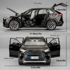 Model Car 1/32 RAV4 Alloy Diecast Collectible Toy Car with Light and Sound Toy Vehicle Door Can Be Opened for Boys Kids Toddler