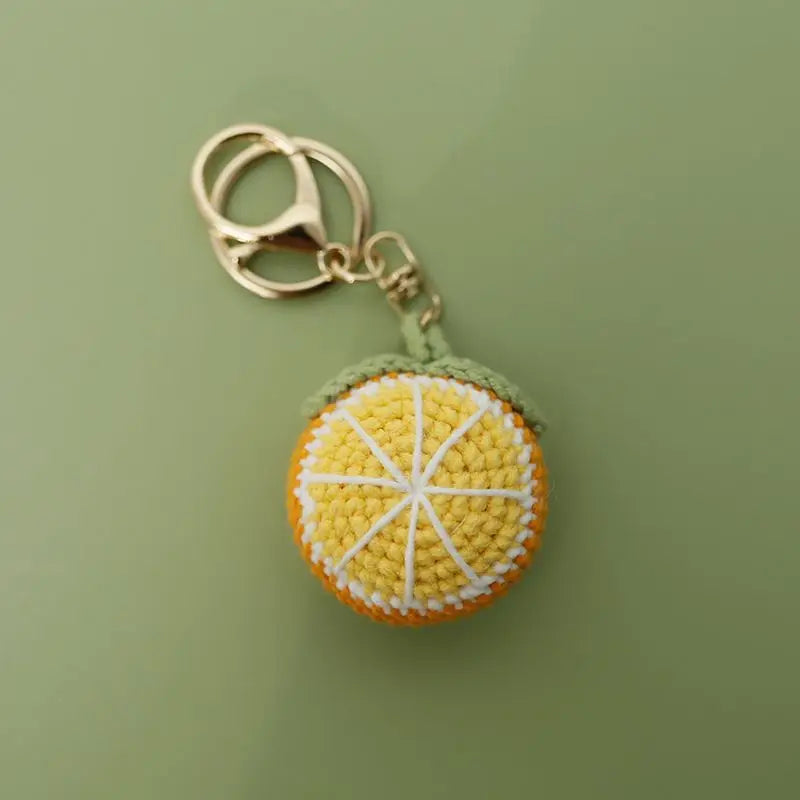Cute Fruit Series Crochet Keychain Handmaking Knitted Strawberry Keyrings Cute Cherry Keyrings For Bag Pendant Custom Accessory