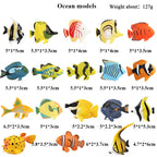 Oenux Montessori Miniature Lion Shark Horse Dinosaur Animals Model Set Action Figures Figurine Zoo Cute Education Kids Toy Gift