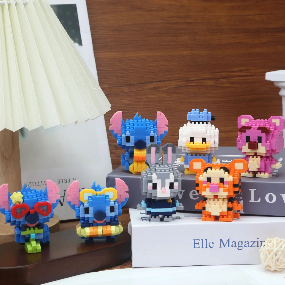 Disney 214 style Winnie LinaBell StellaLou Building Blocks Princess Cartoon Figrues Bricks Children's Assembly Toys Model Gift