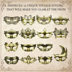 24-150Pcs Couple Masquerade Masks Bulk Venetian Carnival Mask Mardi Gras Antique Vintage Mask for Woman Men Prom Party Costume