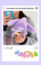 Cute Carebears Plush Keychain Rabbit Hat Key chain Rainbow Bear Doll Schoolbag Doll Birthday Gift Room Decor