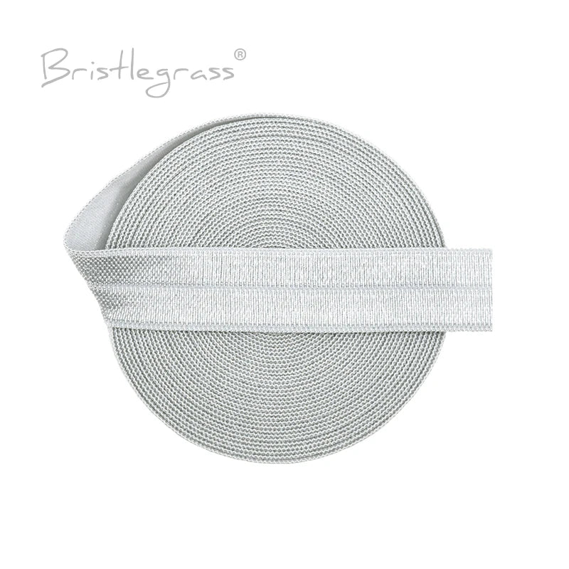 BRISTLEGRASS 2 5 10 Yard 5/8" 15mm Solid FOE Shiny Fold Over Elastic Spandex Satin Band Hair Tie Headband Dress Sewing Lace Trim