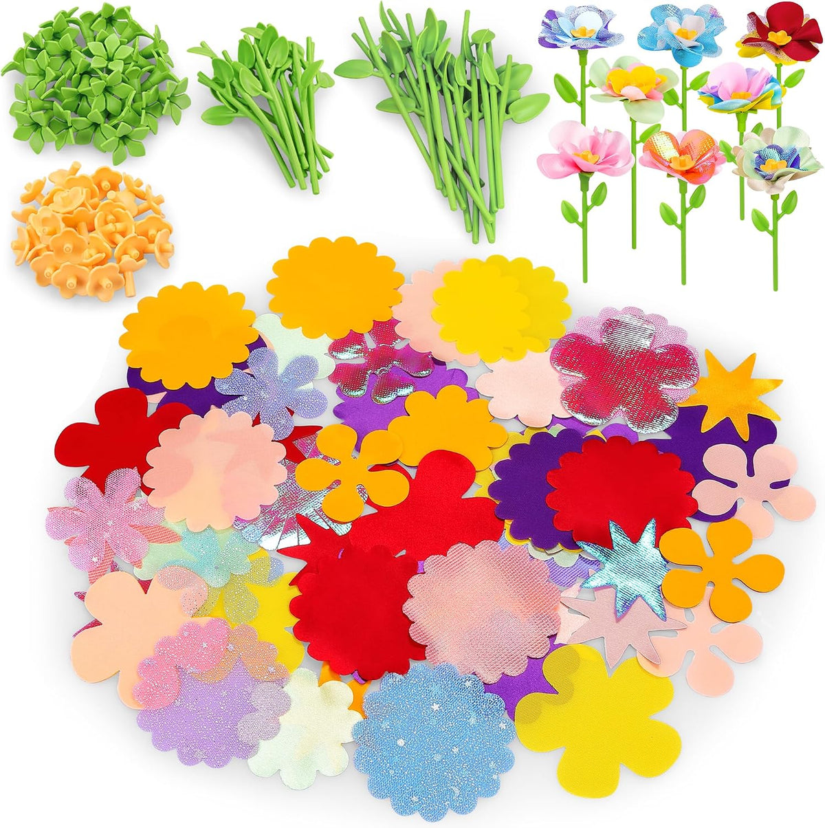 DIY Fabric Flower Bouquet Craft Kit, Educational Toy Gift Girls Toddlers 4+ | Flowers Market Toy for Kids, Build Your Flower Bouquet, Arts & Crafts for 4+ Year Toddler Girl