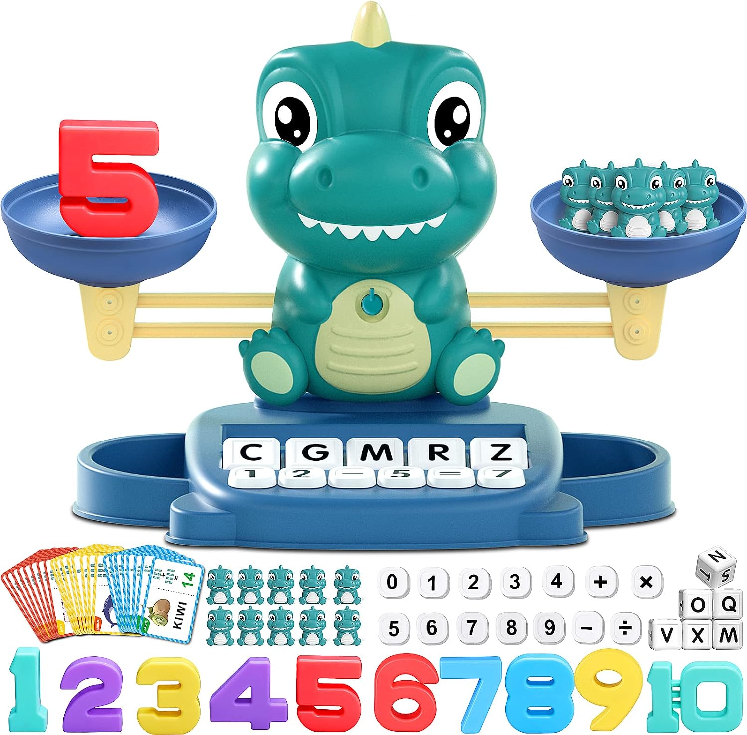 Kaodezhu Dinosaur Math Balance Toys, Montessori Toys for 3 Years Old Kids | Matching Letter, Learning and Educational Toys for Boys Girls - Birthday Gifts for 4 5 6 7 Year Old