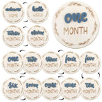 7 Pack Baby Monthly Milestone Signs, Double Sided Baby Milestone Signs Wooden Baby Announcement Sign for 1-12 Months Baby Milestone Pictures