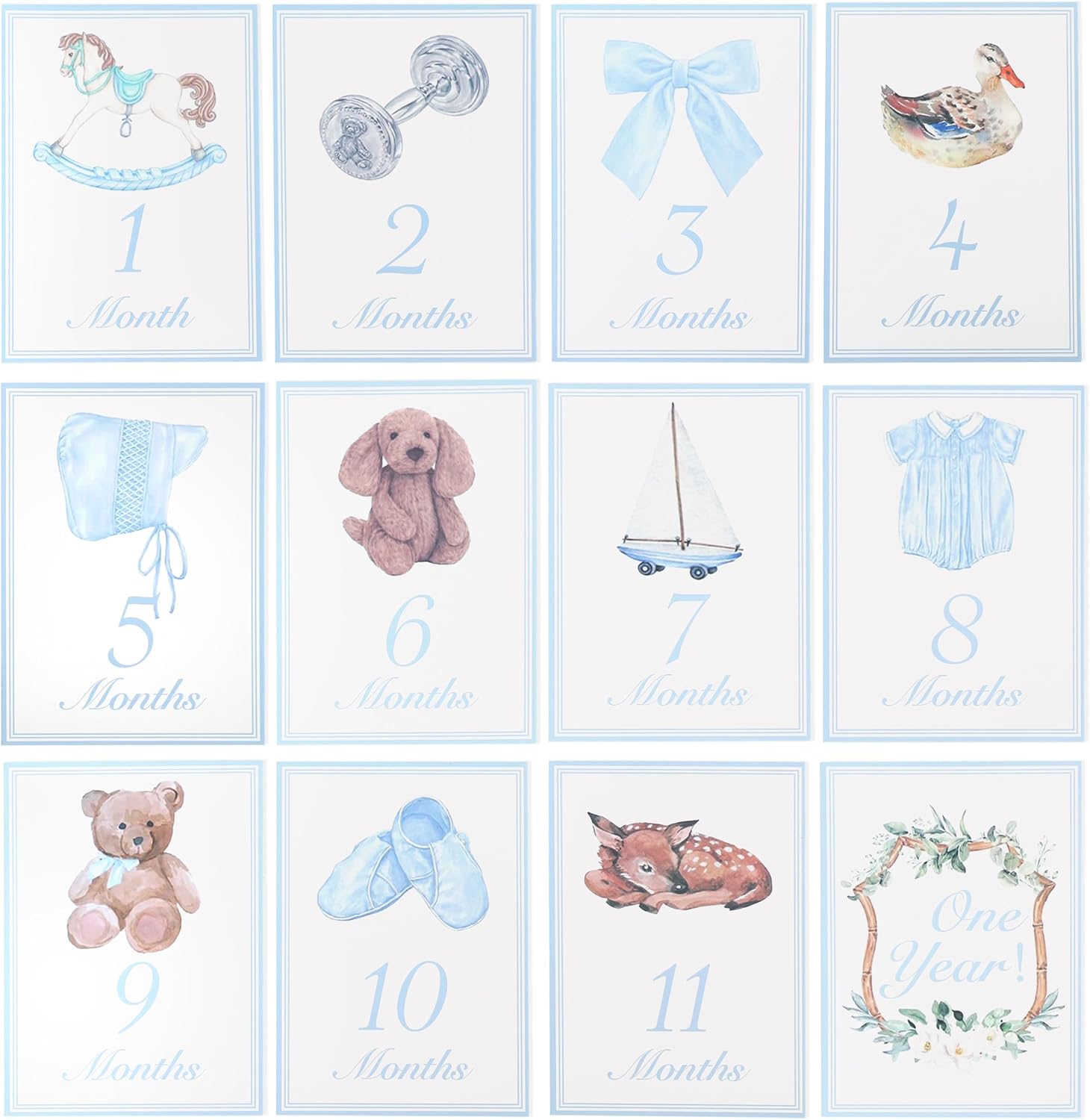 Baby Boy/Girl Monthly Milestone Cards,First Holiday,1st Year Month Photo | First Holiday Cards Baby Shower Newborn Photo Prop