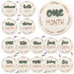 7 Pack Baby Monthly Milestone Signs, Double Sided Baby Milestone Signs Wooden Baby Announcement Sign for 1-12 Months Baby Milestone Pictures