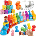 Animal Montessori Learning Toys for 2 3 4 5 Year Old Kids, Toddler Animals Train Locks & Keys Matching Toys Counting & Sorting Trains Set, Preschool Toy Boys Girls Christmas Birthday Gifts Age 2-4 3-5