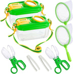 2 Sets Bug Catcher for Kids, Bug Catching Kit Gifts with Butterfly Net Toys | Built-in Magnifying Glass Bugs Box, Kids Camping Toys Bugs Collection Outdoor Explorer Kit for Age 3 4 5 6 7 8, Pink & Green