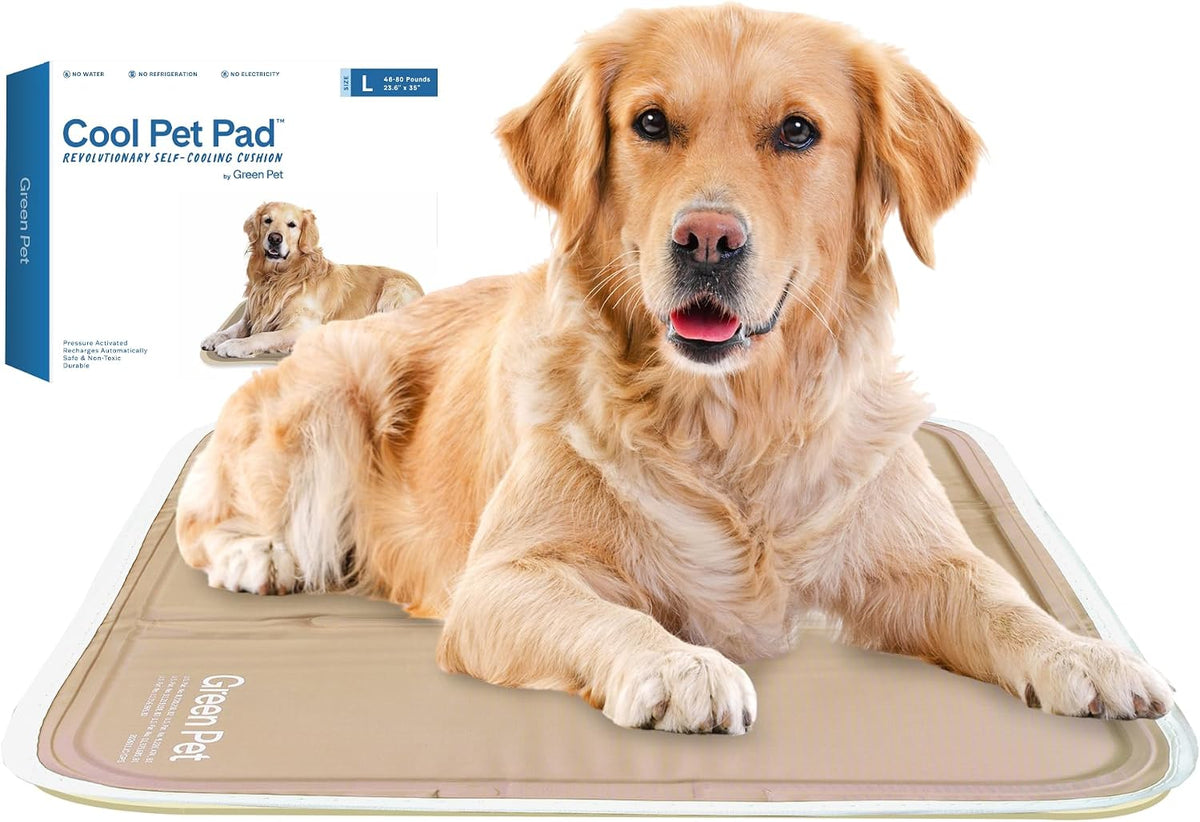 The Green Pet Shop Cool Pet Pad - Large, Blue - Self-Cooling, Pressure Activated Mat for Dogs & Cats from 46-80 lbs - Non-Toxic Gel, No Water Needed