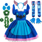 Blue and pink costume set with accessories on a white background