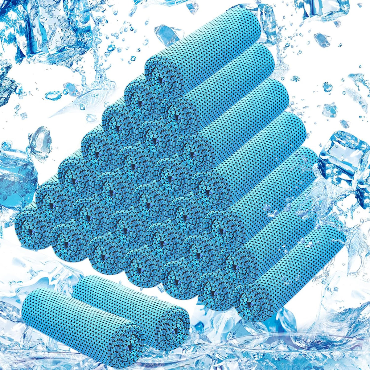 30Pack Cooling Towels for Neck and Face (40"x12"), Ice Microfiber Cooling Towels Bulk for Workout Chill Sweat Towels Cooling Neck Wraps for Gym Yoga Golf Running Sport