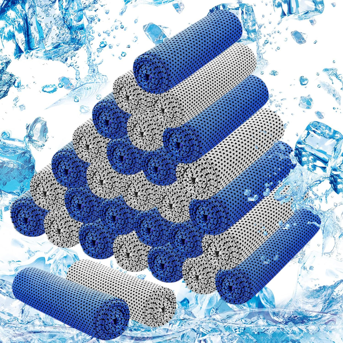 30Pack Cooling Towels for Neck and Face (40"x12"), Ice Microfiber Cooling Towels Bulk for Workout Chill Sweat Towels Cooling Neck Wraps for Gym Yoga Golf Running Sport