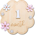 Baby Girl Monthly Milestone Signs, 1-12 Monthly Baby Milestone Girl, Newborn Photography Props Double-Sided, Nursery Decor for Girls