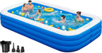 Extra Large Inflatable Swimming Pool – 165" x 76" x 22" Oversized Blow Up Pool for Adults, Big Family Backyard Pool with Pump, Thickened Kiddie Pool for Summer Water Party, Easy Set Up