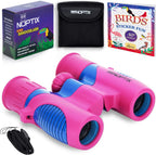 Binoculars for Kids, Girls or Boys Real Kids Binoculars in Vibrant Green Blue - Includes Sticker Book with 40 Bird Species - Small Toys for Toddlers
