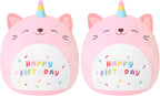 SQEQE Unicorn Cat Plush Kawaii Birthday Cat Plushies Pillow Cat Stuffed Animal Toy Soft Plushie Doll Gifts for Kids Decor(Caticorn, 8 Inch)