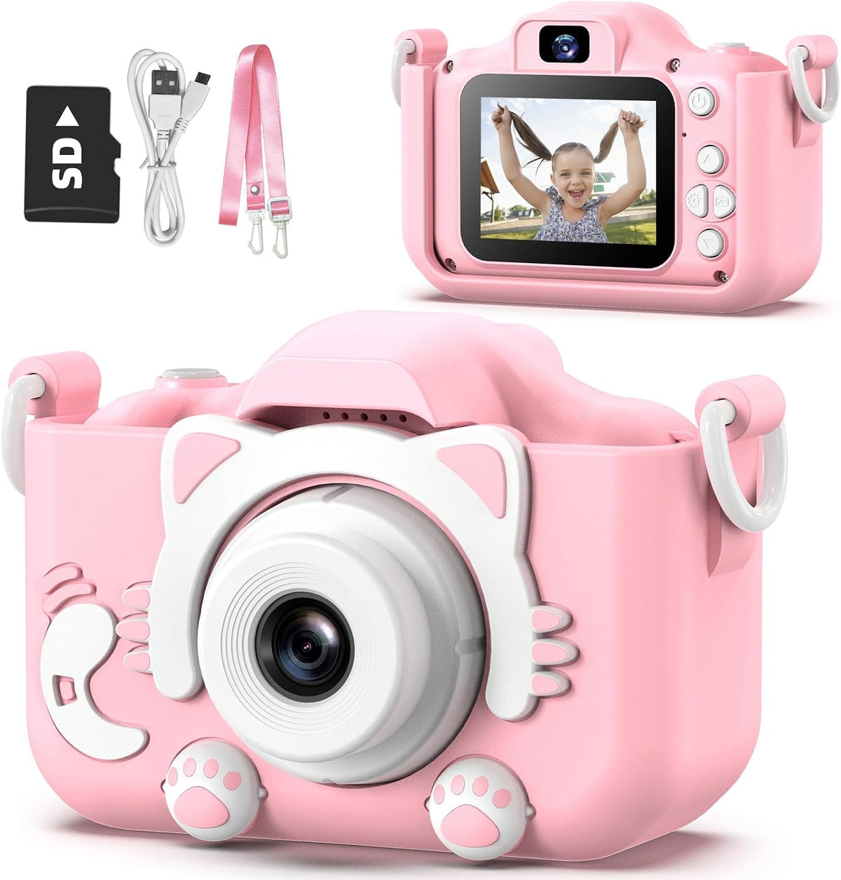 Goopow Kids Camera Toys for 3-8 Year Old Girls Boys,Children Digital Video Camcorder Camera with Cartoon Soft Cover, Best Chritmas Birthday Festival Gift for Kids