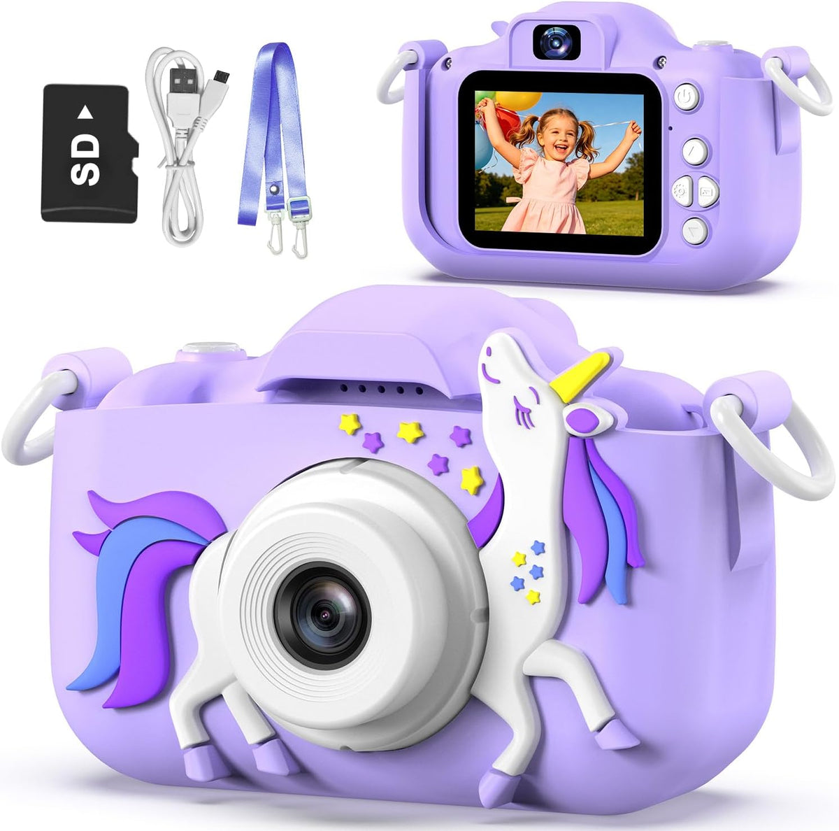Goopow Kids Camera Toys for 3-8 Year Old Girls Boys,Children Digital Video Camcorder Camera with Cartoon Soft Cover, Best Chritmas Birthday Festival Gift for Kids