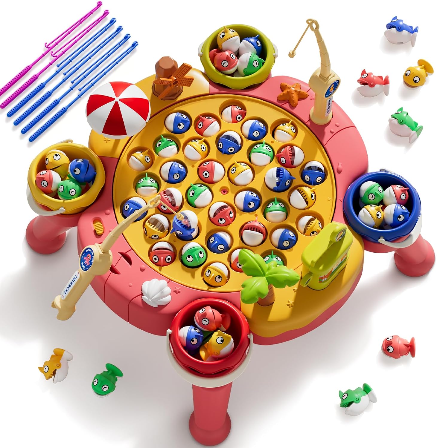 ORANGE OCEAN 66 PCS Magnetic Fishing Games for Kids Ages 4-8, Toddler Board Games for Kids 4-6 8-12, Toys for 3 4 5 6 Year Old Boys Girls, Ideas Birthday Gifts for Boys Girls 3-5 6-8