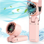 PlayHot Portable Handheld Turbo Fan, Travel Essentials, Gifts for Women/Men | 5-Speed, Up to 12H, 10m/s Airflow, USB-C Rechargeable, LED Display, 3-in-1 Foldable Personal Fan for Cruise, Beach, Vacation