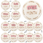 7 Pack Baby Monthly Milestone Signs, Double Sided Baby Milestone Signs Wooden Baby Announcement Sign for 1-12 Months Baby Milestone Pictures