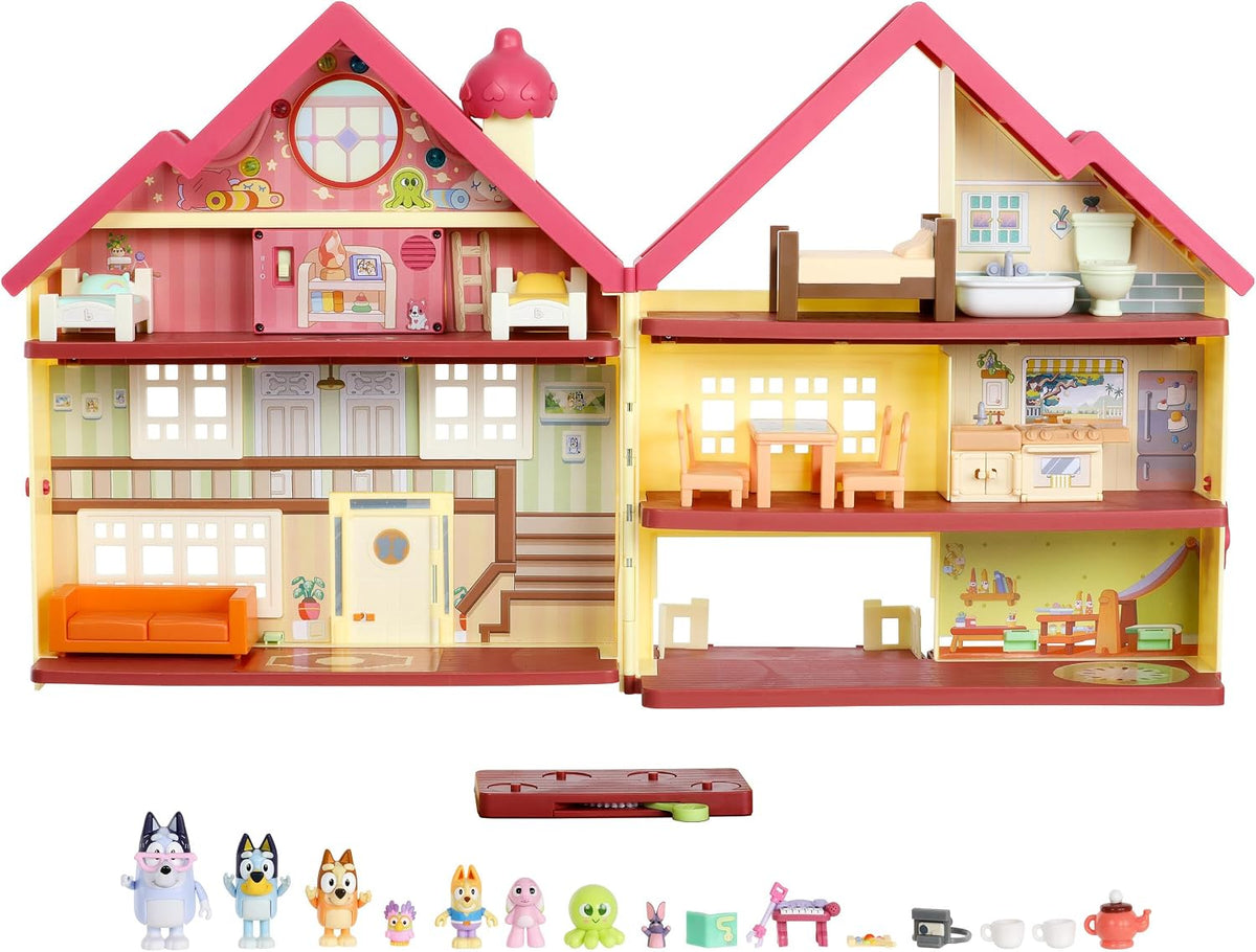 Bluey XL House Playset, Interactive Lights, Sounds & Dance Floor | 17in tall, 3 levels, 50+ phrases, spinning dance floor, 4 figures incl. Bluey & Bingo