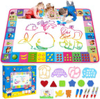 Water Doodle Mat - Kids Color Painting Toy, Gift Set for Toddlers 3-7 | Great Educational Water Doodle Mat - Toddler Painting Toy Gift with Fun Stencils, Magic Pens & Drawing Templates for Kids