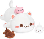 Onsoyours Axolotl Stuffed Animal Mommy 19.7" with 3 Baby Axolotl Plushies in Tummy, 4 Piece of Cute Axolotl Plush Pillow Toys for Kids Girls Boys